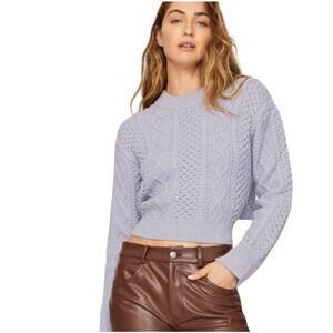 Rails Womens XL Amy Tie Back Long Sleeve Crew Neck Cropped Cable Knit Sweater